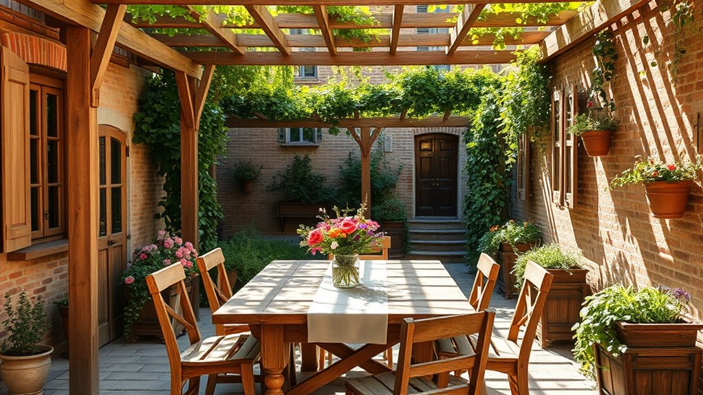 rustic wooden courtyard charm