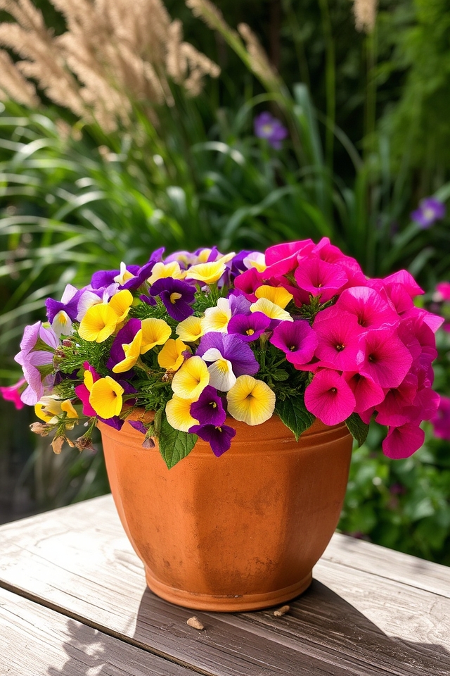 seasonal blooms in terracotta