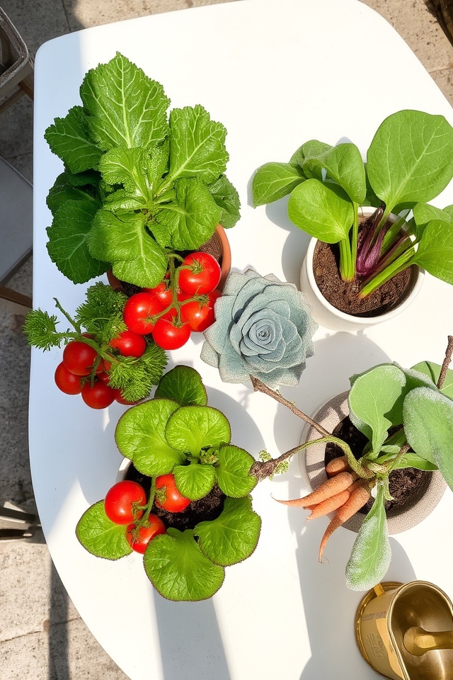 seasonal container interplant greenery