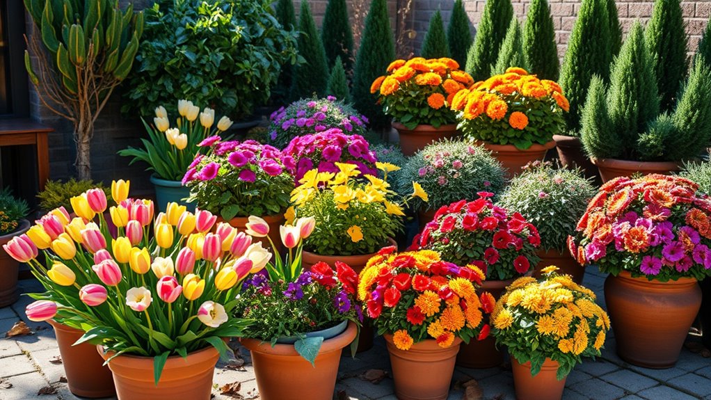 seasonal potted plant arrangement