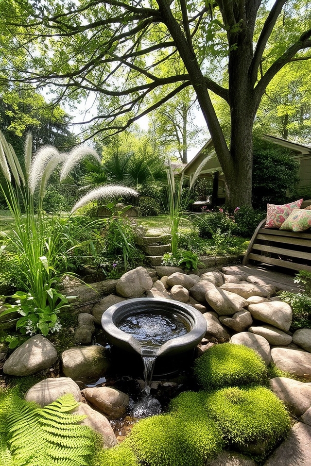 serene backyard water feature