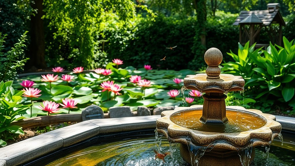 serene garden water features