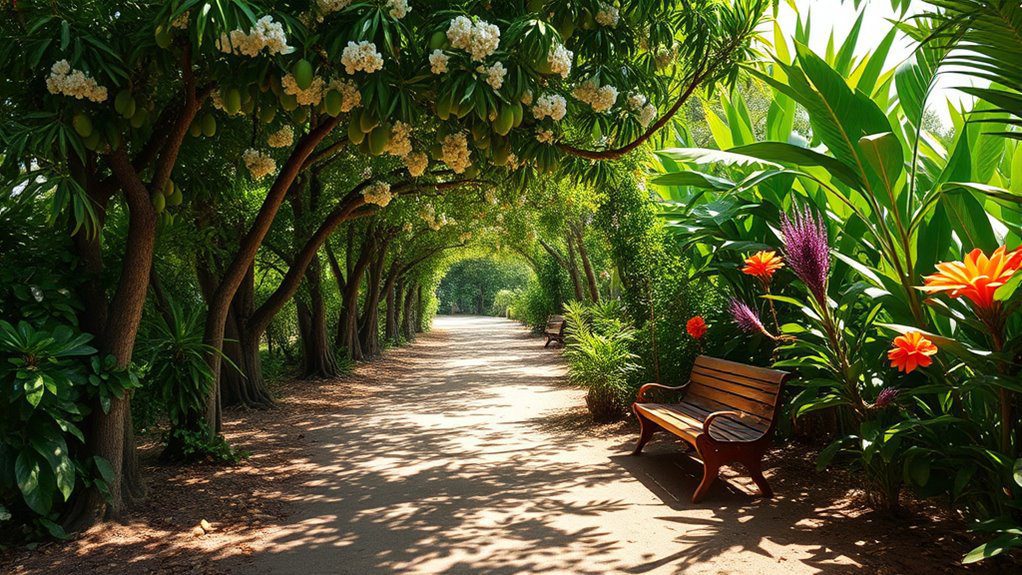 serene mango tree pathway
