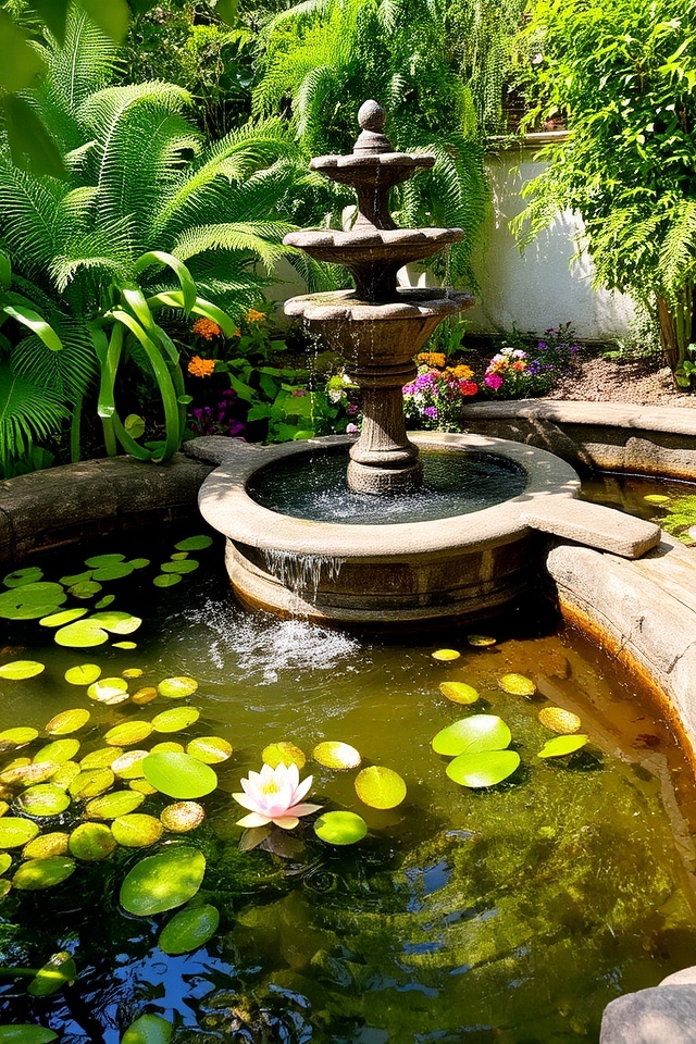 serene oasis with fountain
