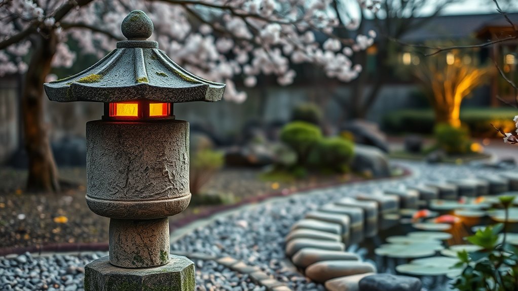 serene stone lantern lighting
