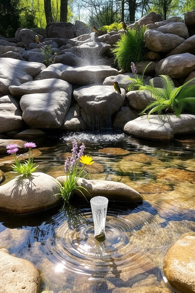 serene water garden features