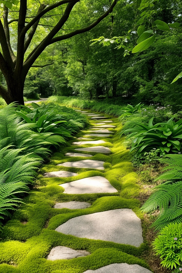 shady pathway with greenery