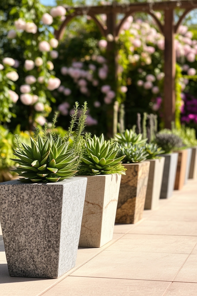 sleek durable stone planters
