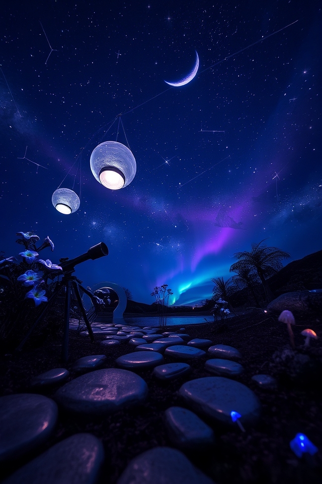 starry night galaxy garden