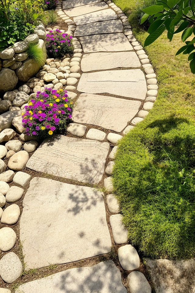 stones and plants beautify walkways