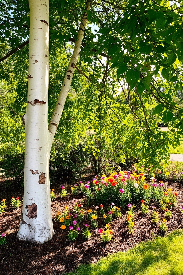 striking white bark tree
