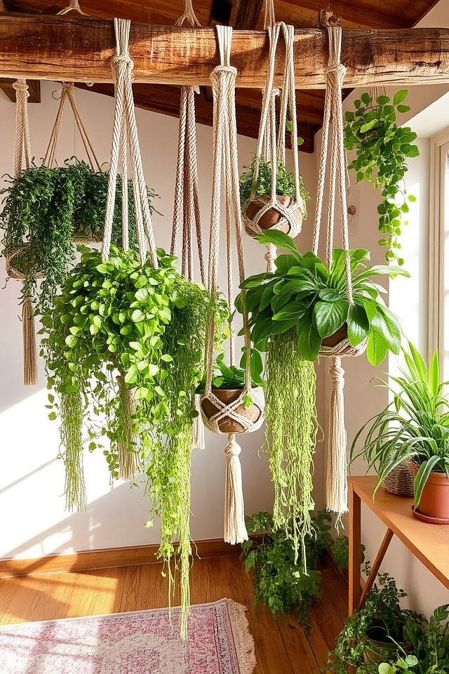 stylish bohemian plant display