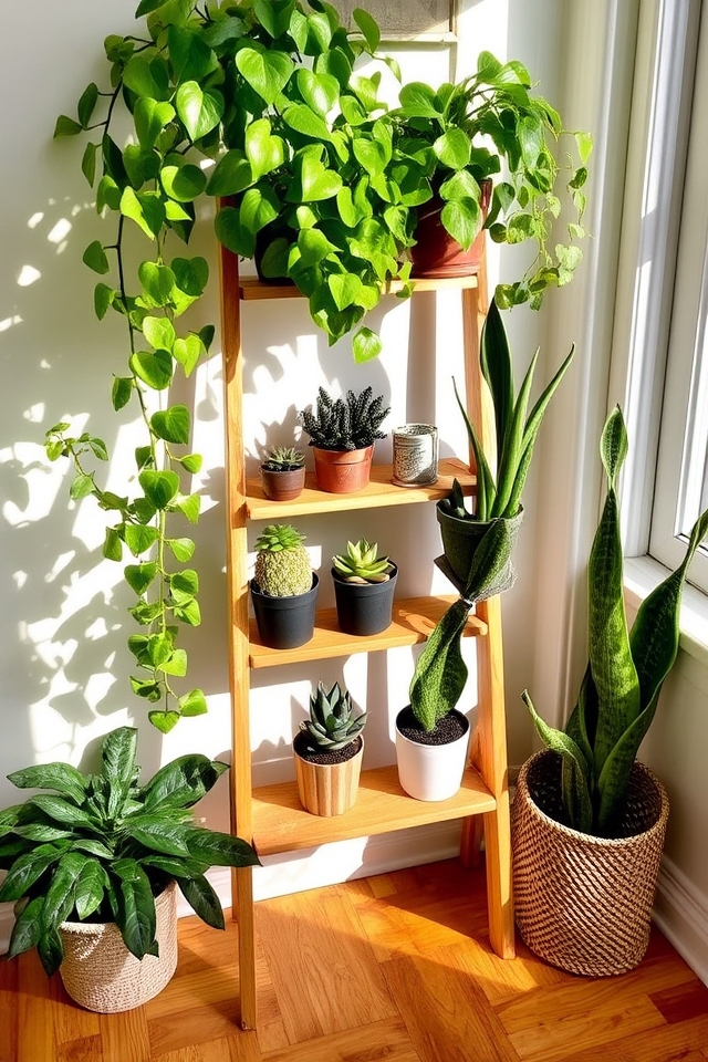 stylish tiered plant display