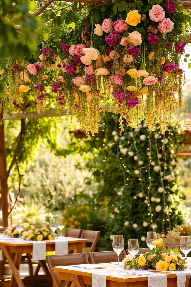 suspended floral garden decor
