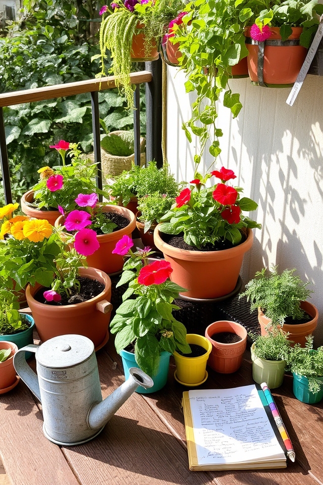 thriving garden in containers