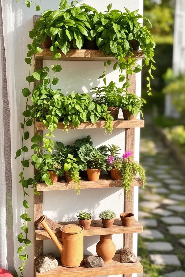 tiered plant display shelves