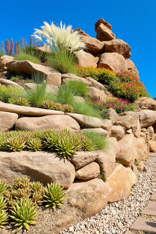 tiered rock garden design