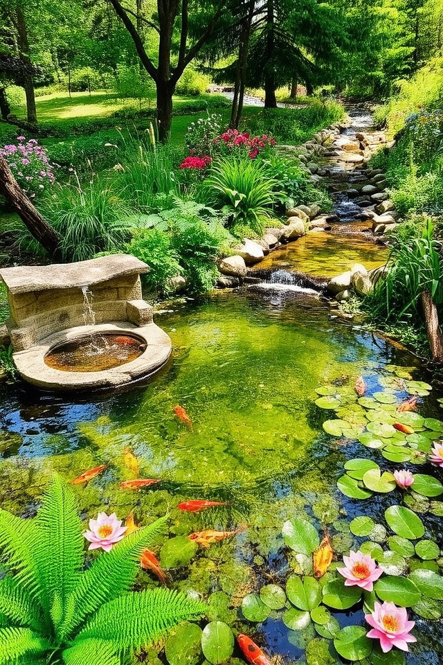 tranquil outdoor water features
