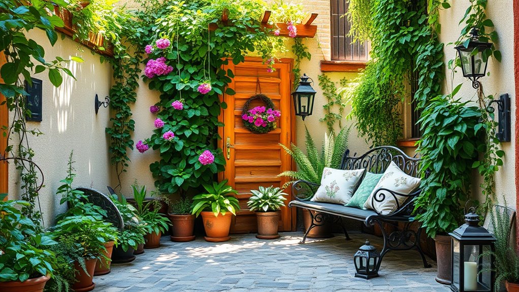 transform courtyard with trellis