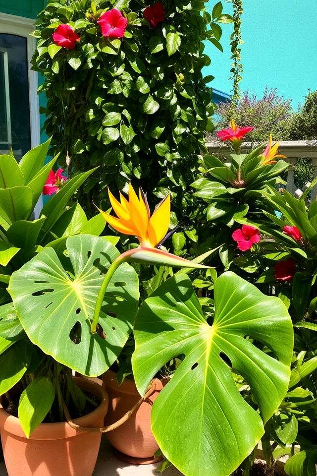 tropical foliage container garden