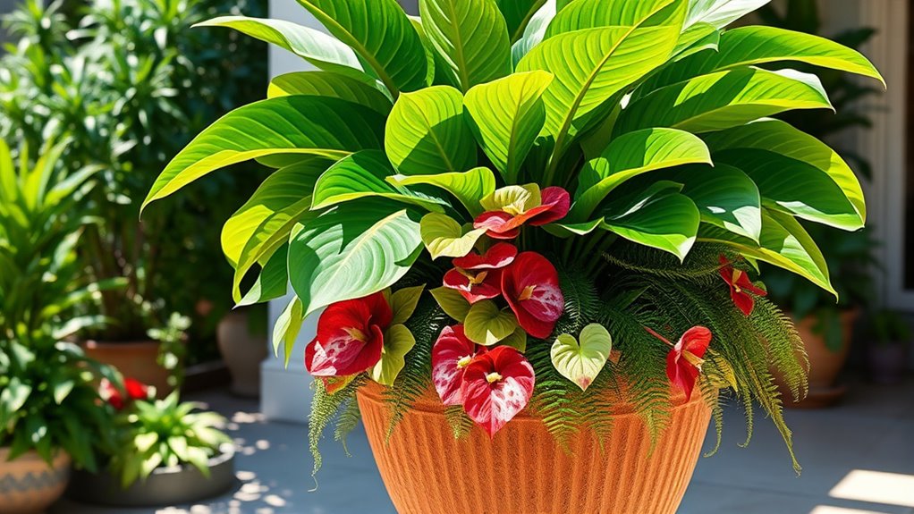 tropical foliage vibrant arrangement
