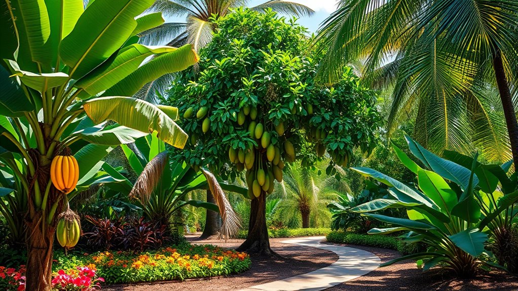 tropical garden layered arrangement