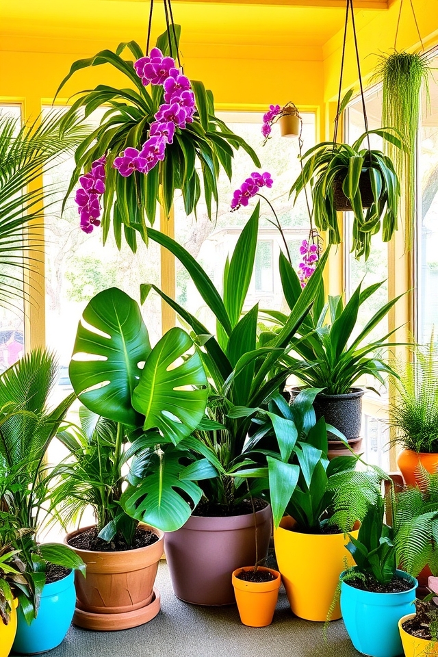 tropical oasis with houseplants