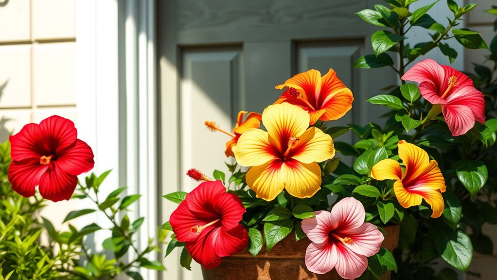 tropical vibrant hibiscus blooms