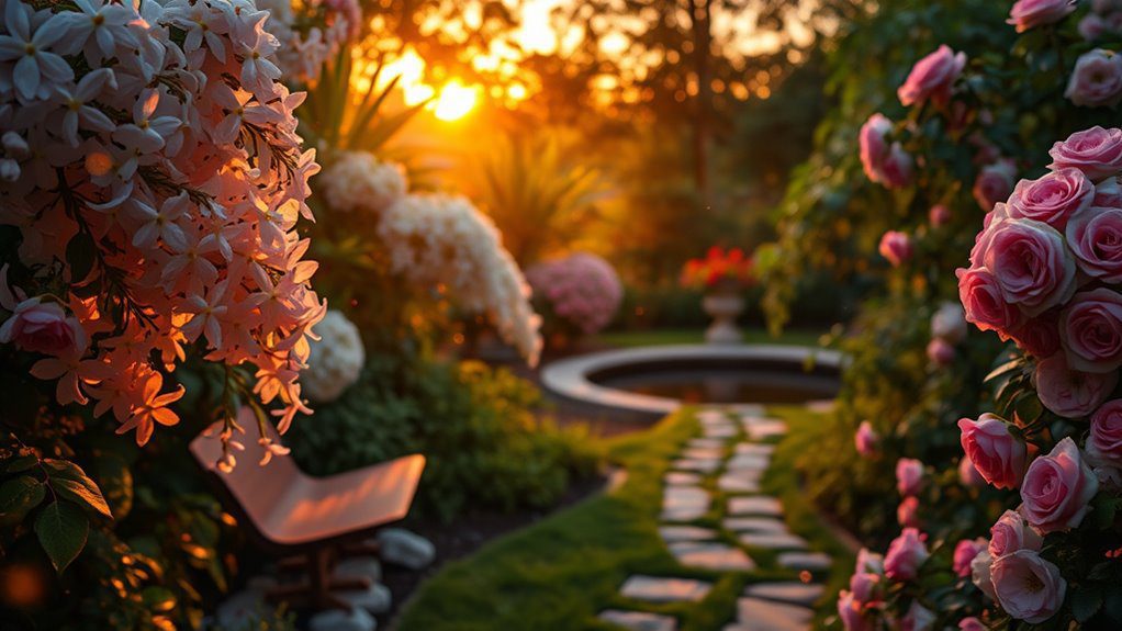 twilight fireflies illuminate blossoms