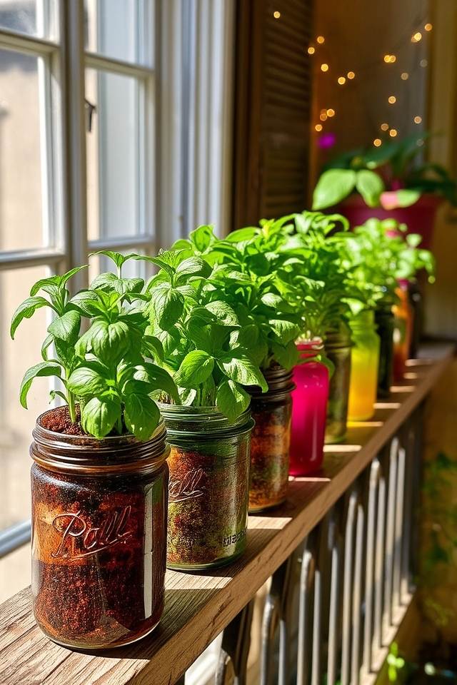 upcycled jar herb garden