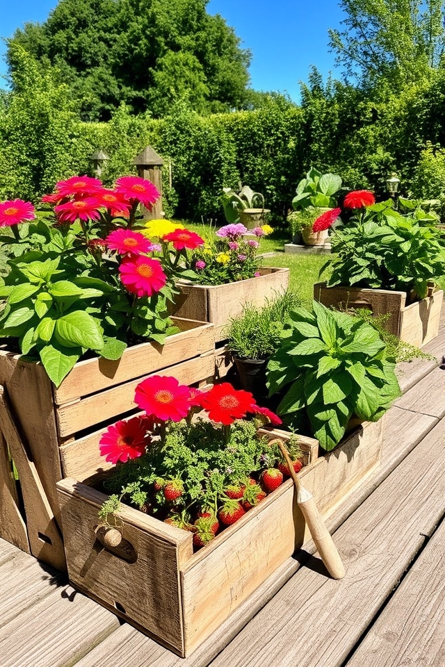 upcycled vintage wooden planters