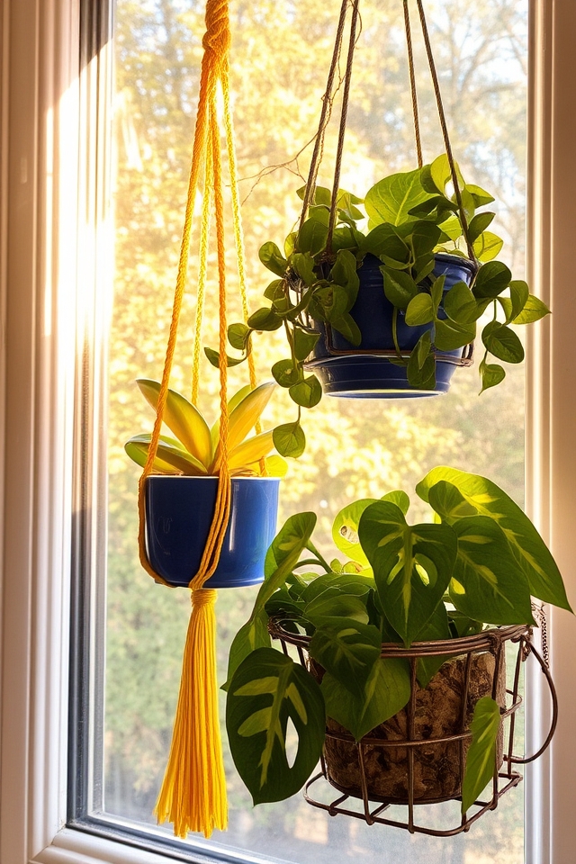 vertical colorful hanging planters