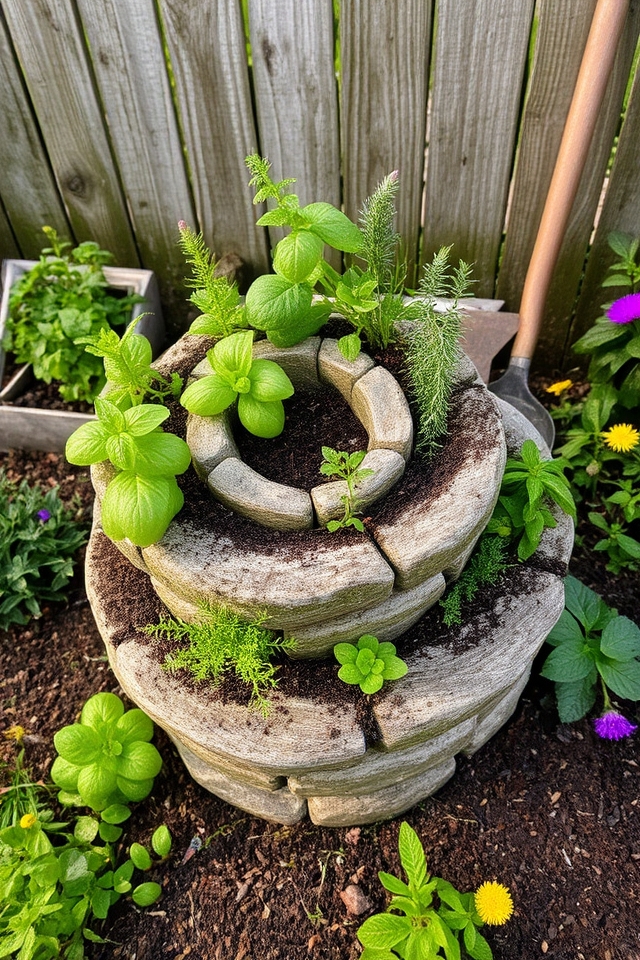 vertical garden herb spiral