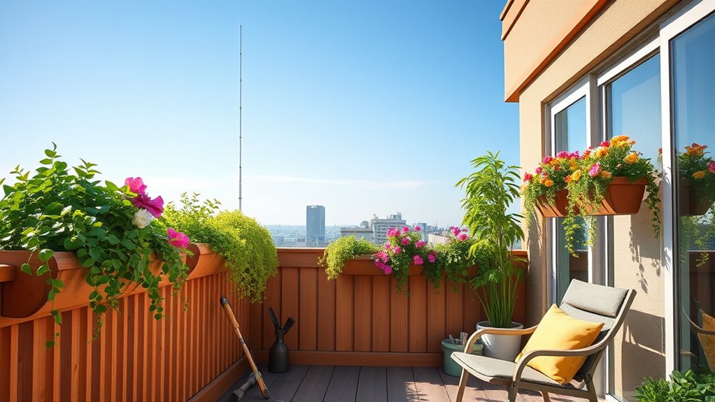 vertical garden railing planters