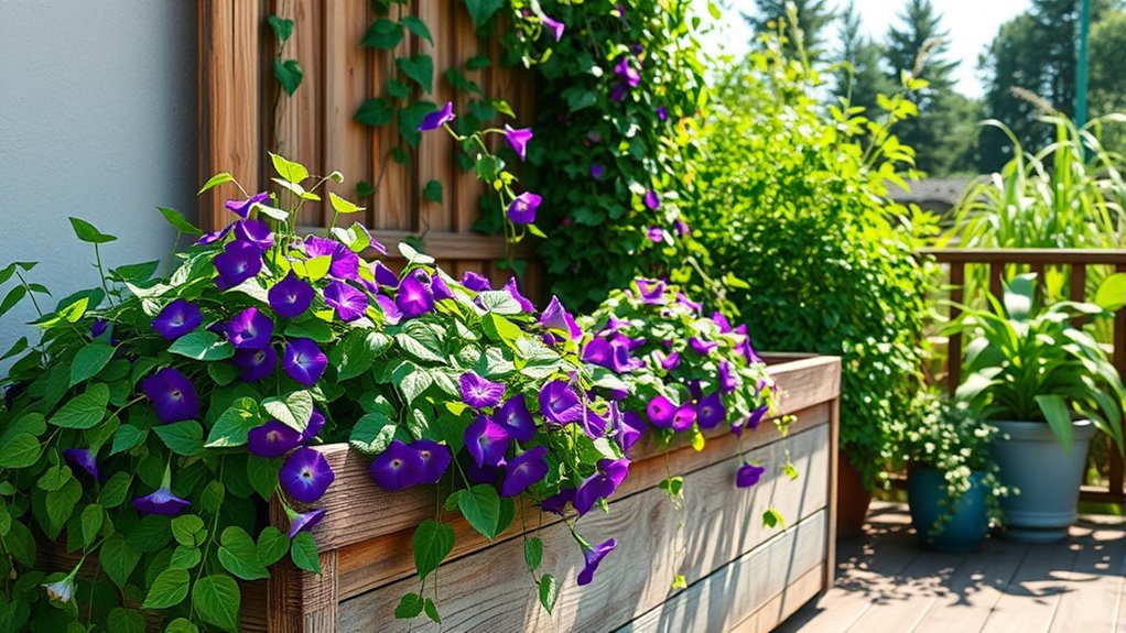 vertical garden with climbing plants