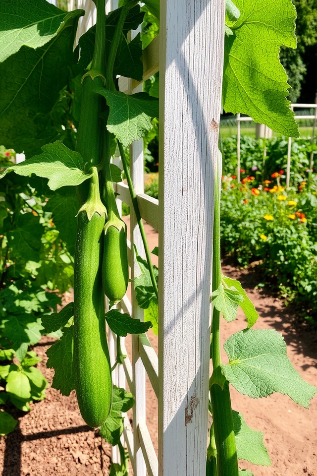 vertical zucchini gardening trellises