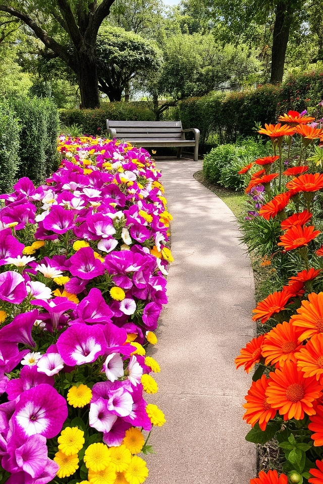 vibrant blooms enhance walkways