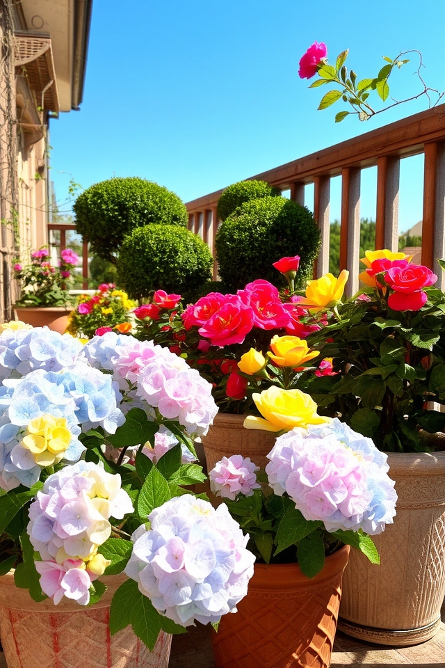 vibrant blooms in containers