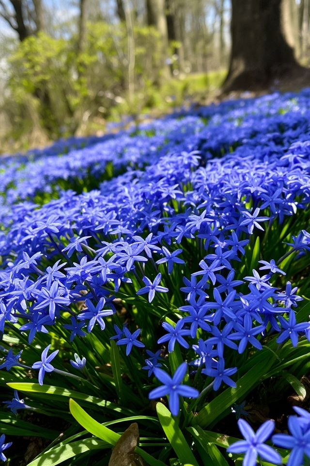 vibrant blue woodland flowers