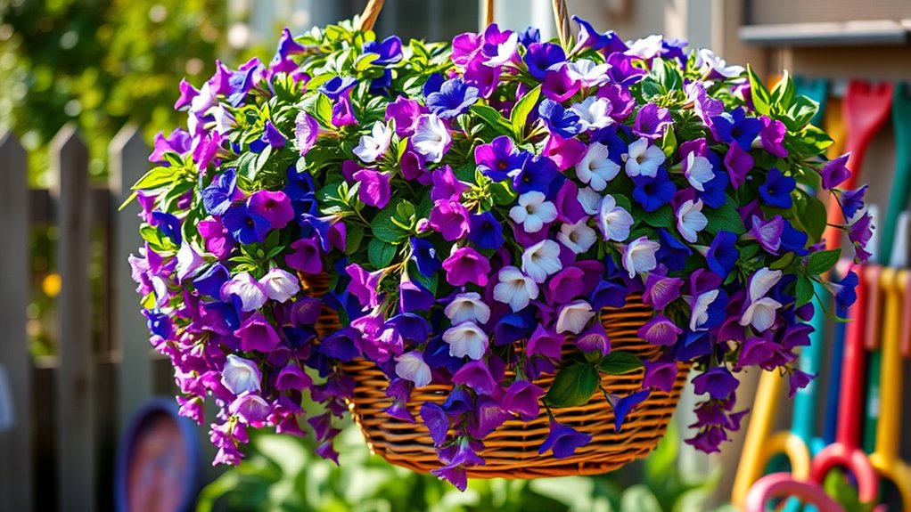 vibrant cascading hanging flowers