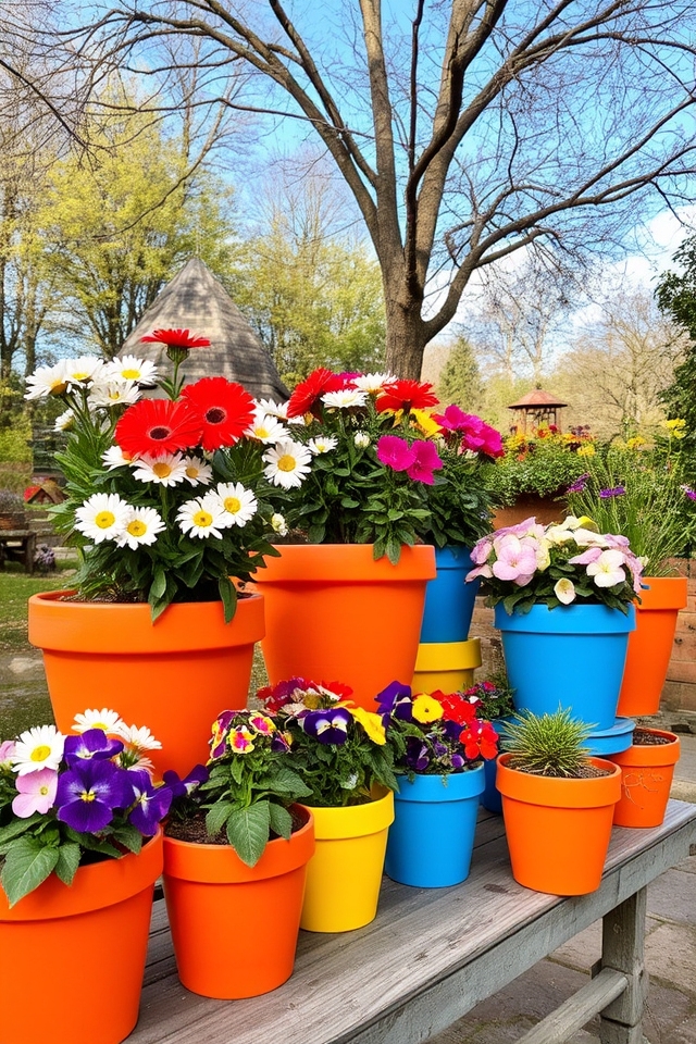 vibrant ceramic planting pots