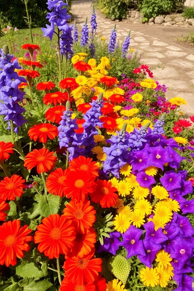 vibrant colorful flower bed