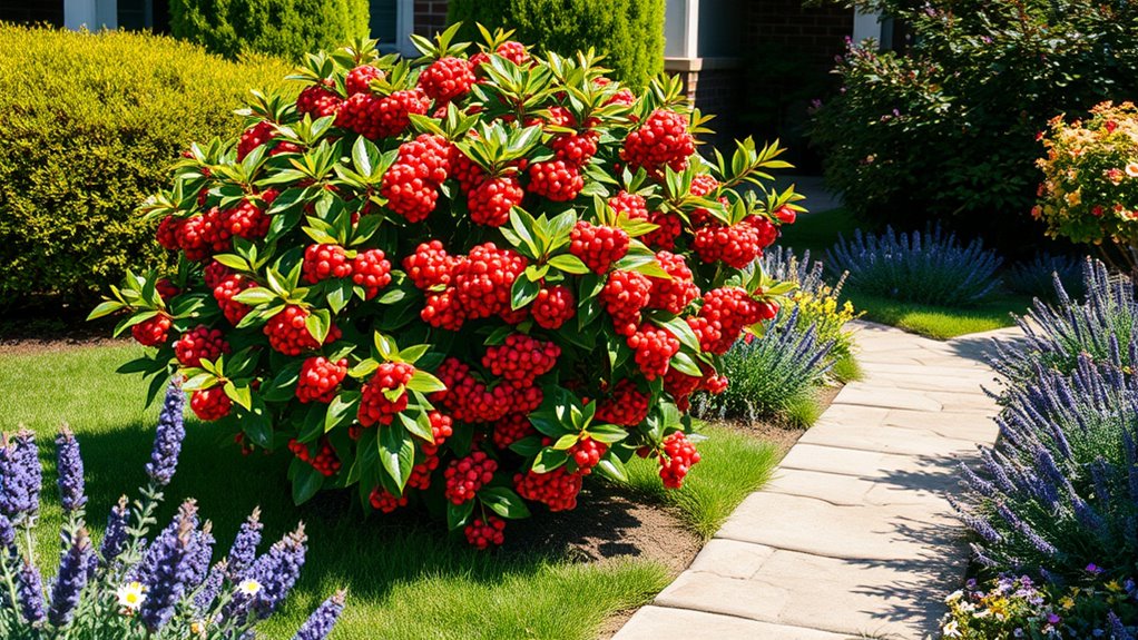 vibrant coral red berry shrub