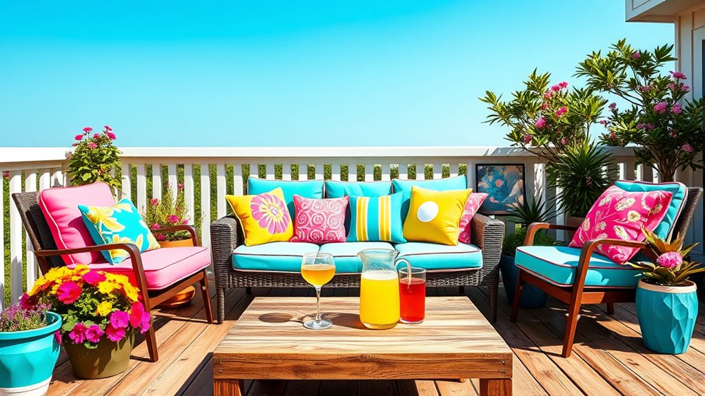 vibrant cushions enhance outdoor comfort