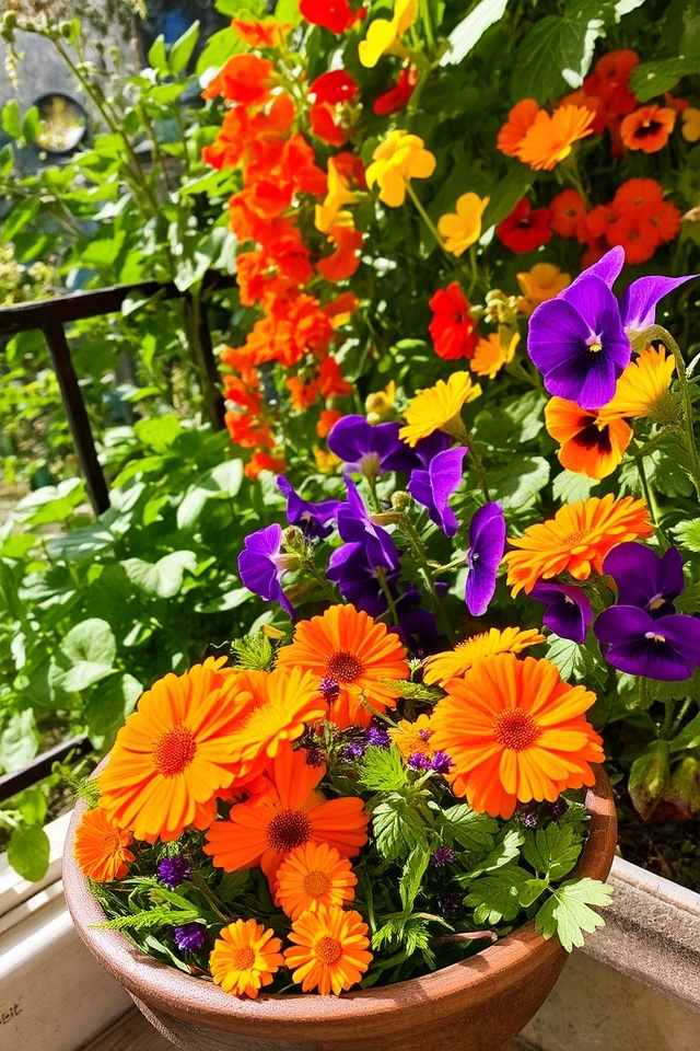 vibrant edible flower garden
