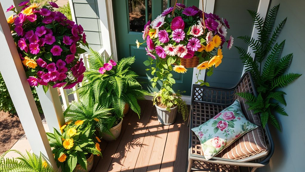 vibrant floral porch arrangement