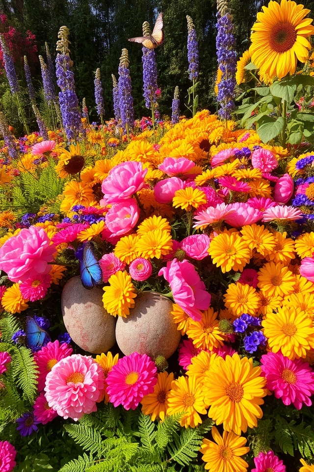 vibrant flower bed design