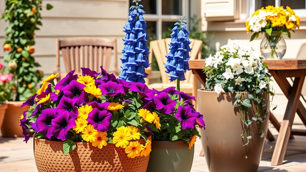 vibrant flower pot arrangements
