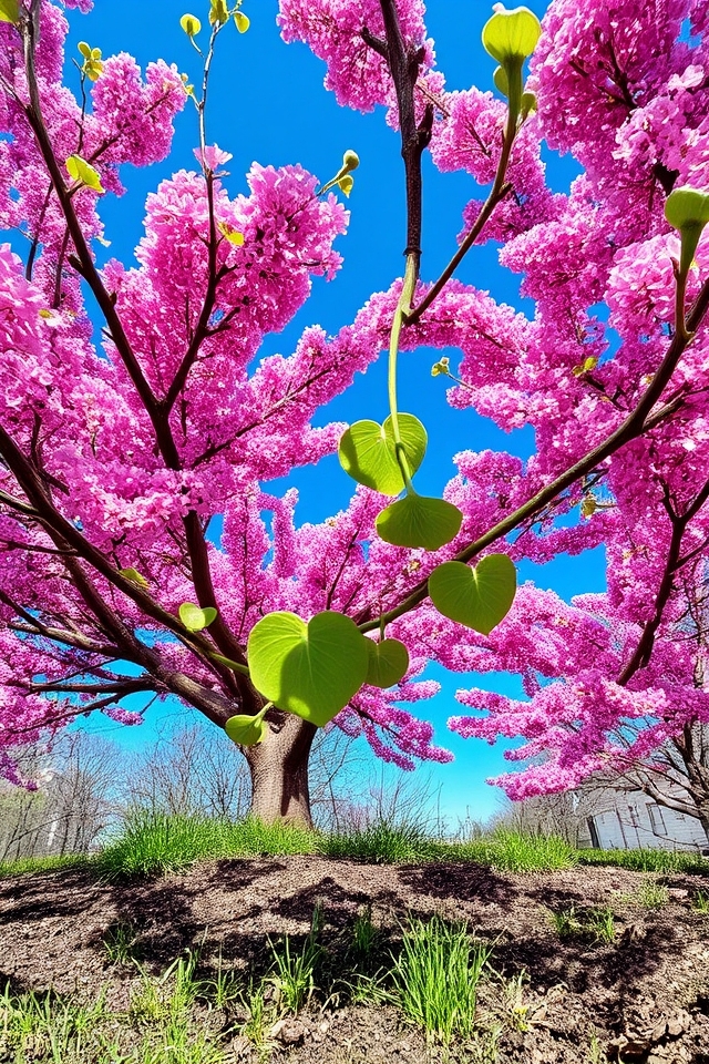 vibrant flowers heart shaped foliage