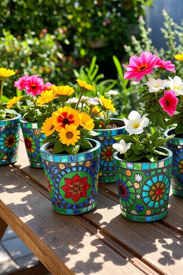 vibrant handcrafted mosaic pots